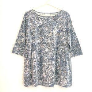 J.Jill Pure Jill Tunic Top Womens Size Medium Gray Multi Color Print 3/4 Sleeves